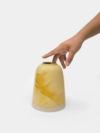 Vase en grès céramique imperméable orange pollen orange fabrique en france artisanat paris