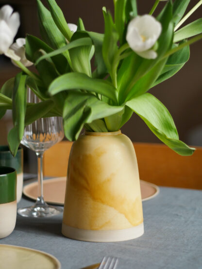 Vase en grès céramique imperméable orange pollen orange fabrique en france artisanat paris