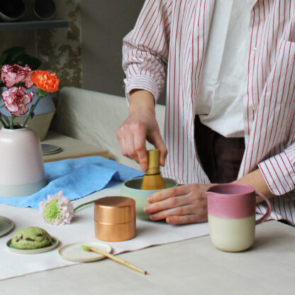 Bol à thé matcha japonais céramique émaillé grès porcelaine chawan fait main artisanale paris france