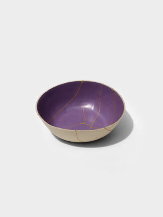 Saladier violet or réparé kintsugi céramisue japonaise laque urushi collaboration cerakin béatrice jacotot fait main paris artisanale