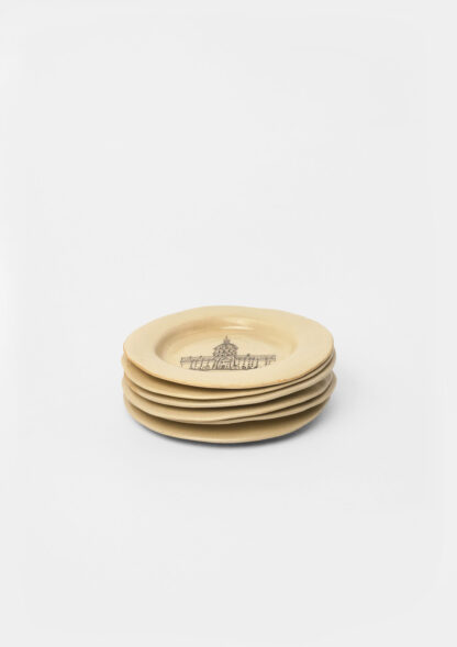 Petite assiette en grès émaillé avec dessin de l’Hôtel des Invalides