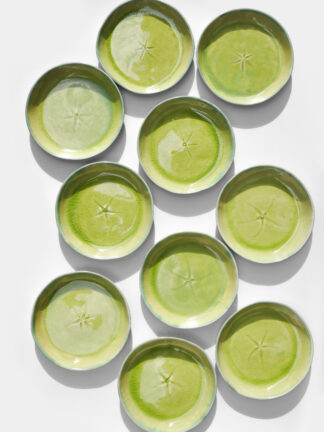 Assiette Tomate en grès émaillé Vert Pomme & Vert Jade – Laurette Broll