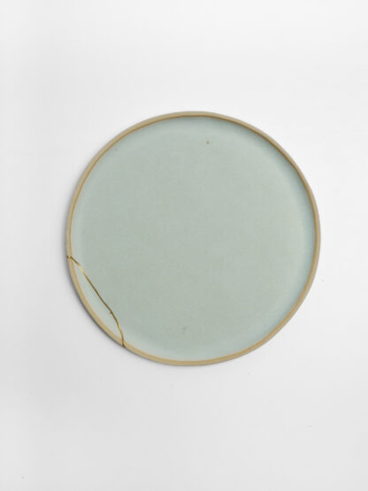 Assiette plate Kintsugi en grès émaillé Bleu Givré – Laurette Broll