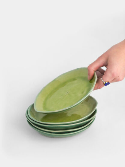 Assiette Tomate en grès émaillé Vert Pomme & Vert Jade – Laurette Broll
