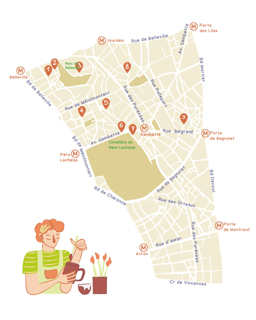 carte avec les ateliers de céramique du 20ème