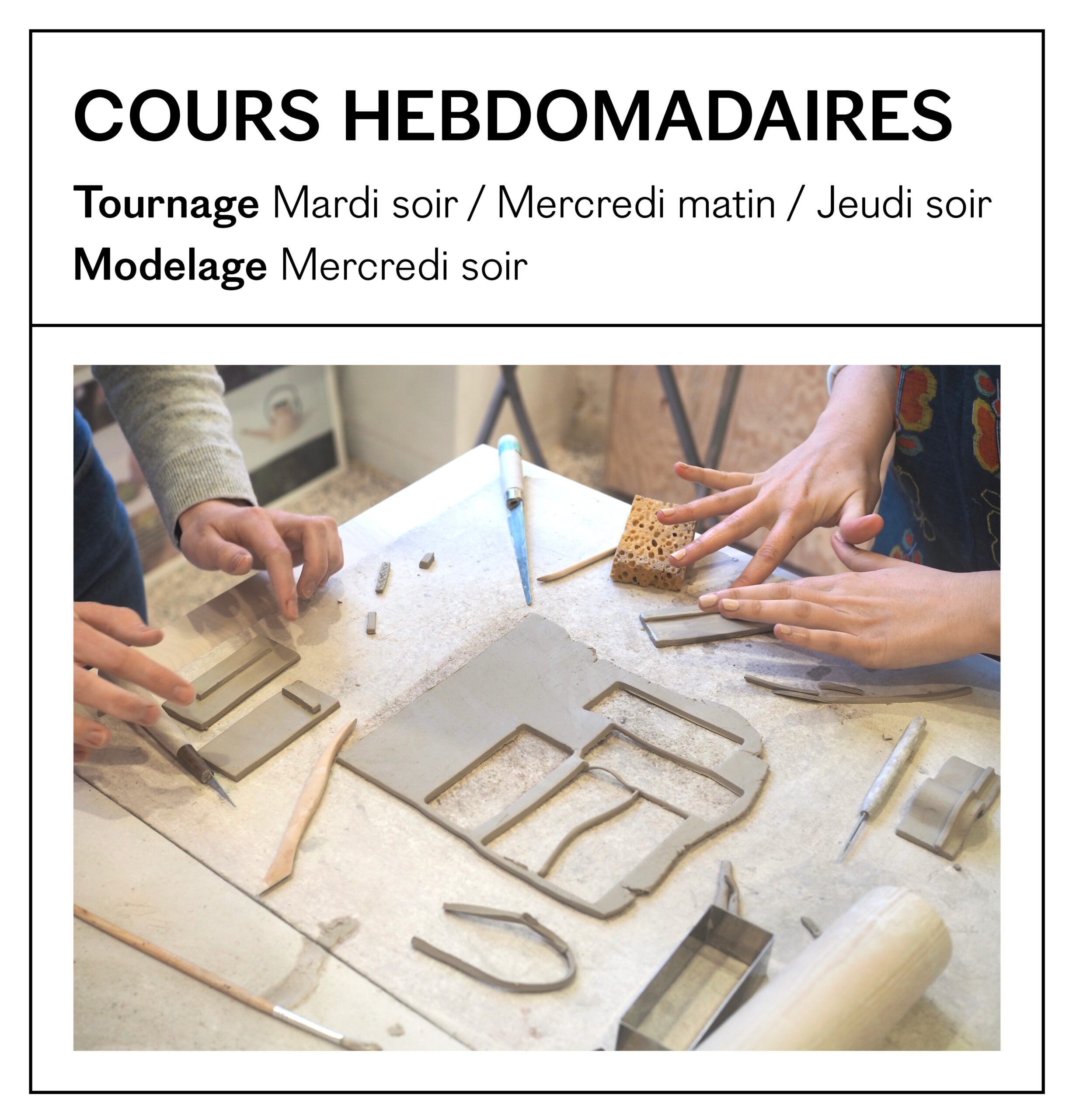 cours du soir matin ou journée de poterie céramique tournage modeage en terre grès ou poterie paris 20ème gambetta 