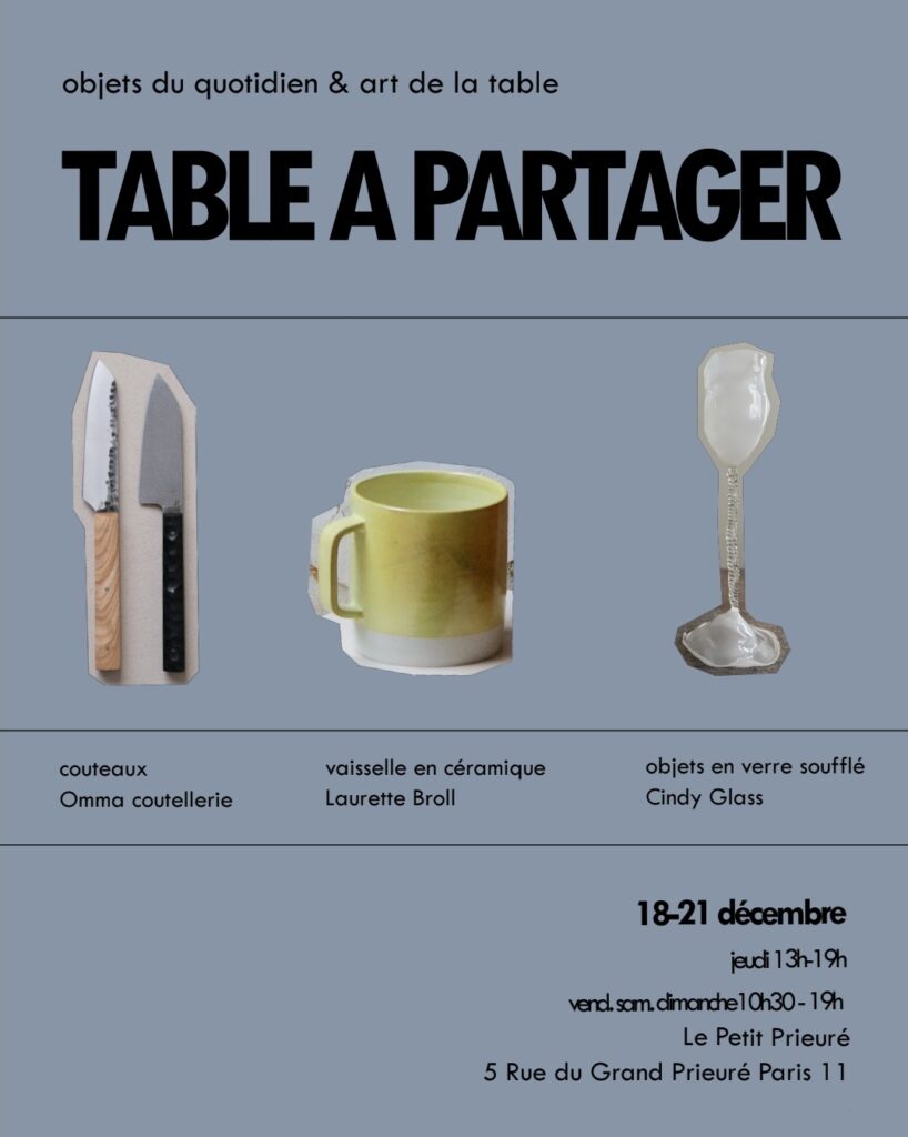 Table a partager evenement commum omma cindy glass Le petit prieuré galerie pop up store paris 11ème